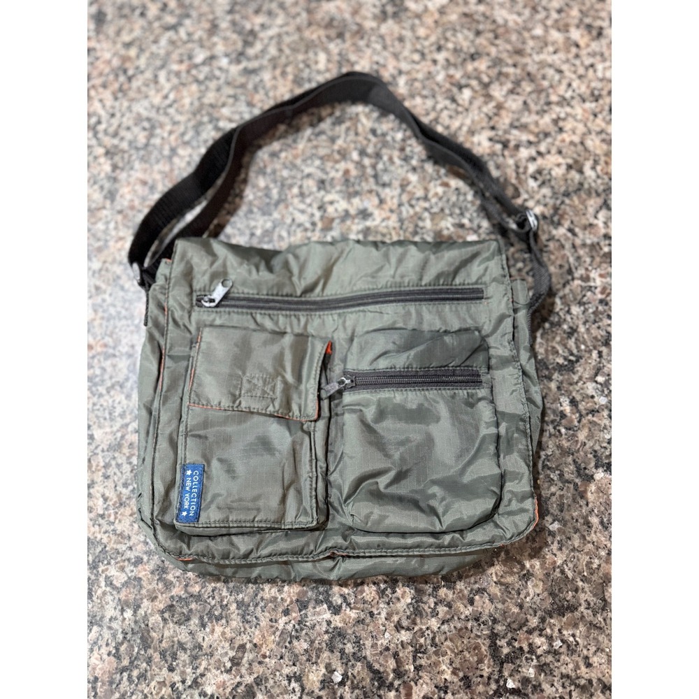 Collection New York Ripstop Nylon Crossbody Bag Olive Green Orange Utility Bag